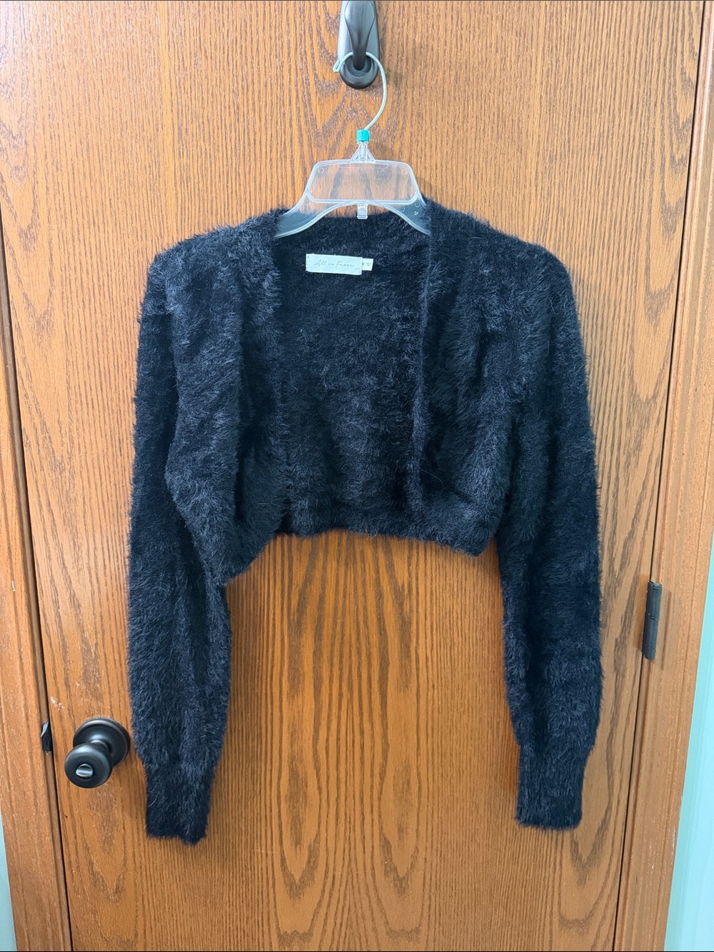 All in Favor Black Fuzzy Cropped Bolero Shrug